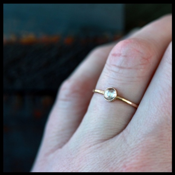 Jewelry - Rose cut diamond with 14k gold hammered band ring